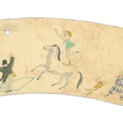 image for: Xavier Nogués - Escenes de circ. Estudi preparatori per a un got de vidre esmaltat - Cap a 1924
