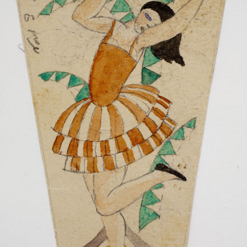 image for: Xavier Nogués - Ballarina i motius decoratius. Estudi preparatori per a un got de vidre esmaltat - Cap a 1924