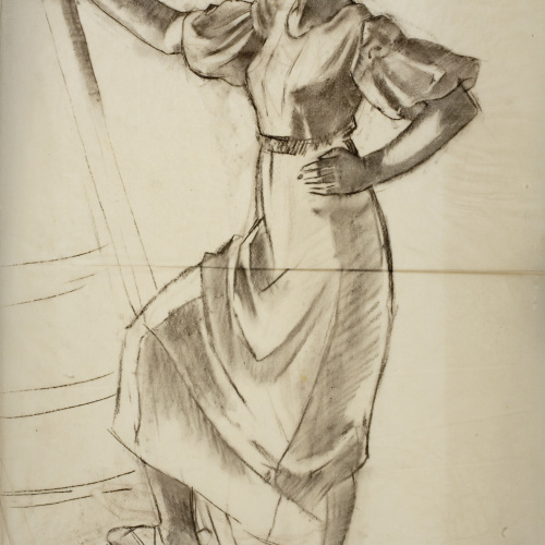 image for: Xavier Nogués - Dona dempeus. Estudi preparatori de la decoració de can Plandiura de La Garriga - 1934-1936