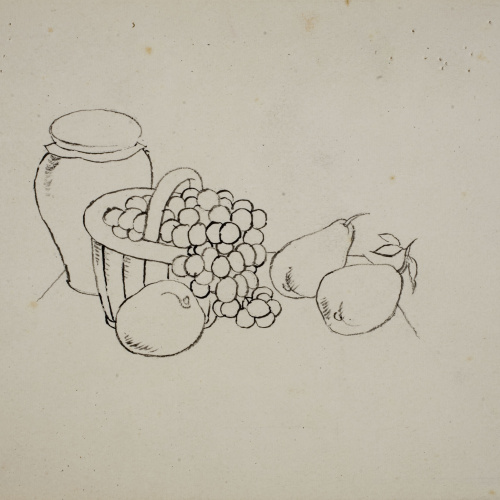 image for: Xavier Nogués - Vas i cistell amb fruites (il·lustració no publicada per a l&#039;obra de Pedro Antonio de Alarcón «El Sombrero de tres picos») - Cap a 1934