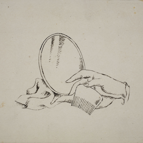 image for: Xavier Nogués - Mà femenina amb una pinta davant d&#039;un mirall (il·lustració no publicada per a l&#039;obra de Pedro Antonio de Alarcón «El Sombrero de tres picos») - Cap a 1934