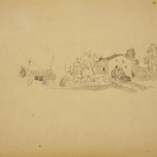 image for: Xavier Nogués - Paisatge amb masia - Segon quart del segle XX