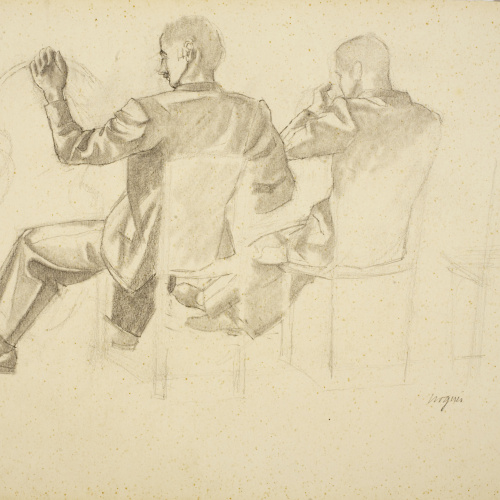image for: Xavier Nogués - Dos músics asseguts. Estudi preparatori per a l&#039;oli «La cobla» - Cap a 1940