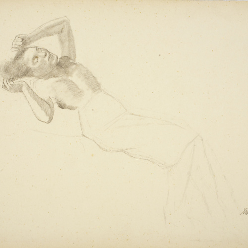 image for: Xavier Nogués - Noia ajaguda dormint. Estudi preparatori per a l&#039;oli «Noies» - Cap a 1938