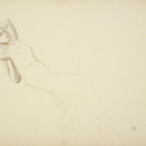image for: Xavier Nogués - Noia ajaguda dormint. Estudi preparatori per a l&#039;oli «Noies» - Cap a 1938