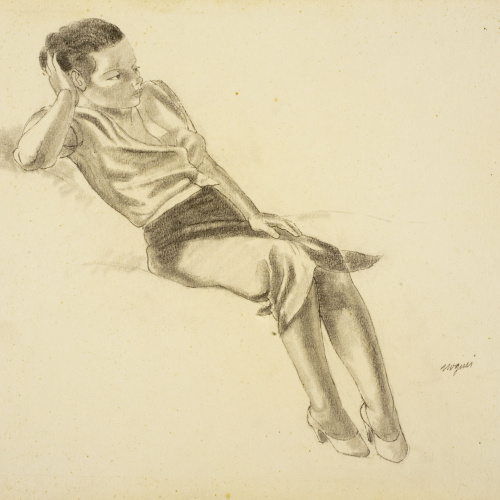image for: Xavier Nogués - Noia reclinada. Estudi preparatori per a l&#039;oli «Noies» - Cap a 1938