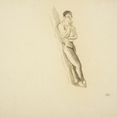 image for: Xavier Nogués - Jove recolzat en un arbre. Estudi preparatori per a l&#039;oli «Excursionistes» - Cap a 1938