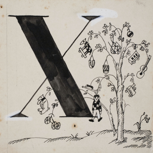 Xavier Nogués - Lletra X (il·lustració per a l'«Abecedari català per a nens» editat per la Llibreria Nacional Catalana de Salvat-Papasseit) - 1920 image for: Xavier Nogués - Lletra X (il·lustració per a l'«Abecedari català per a nens» editat per la Llibreria Nacional Catalana de Salvat-Papasseit) - 1920