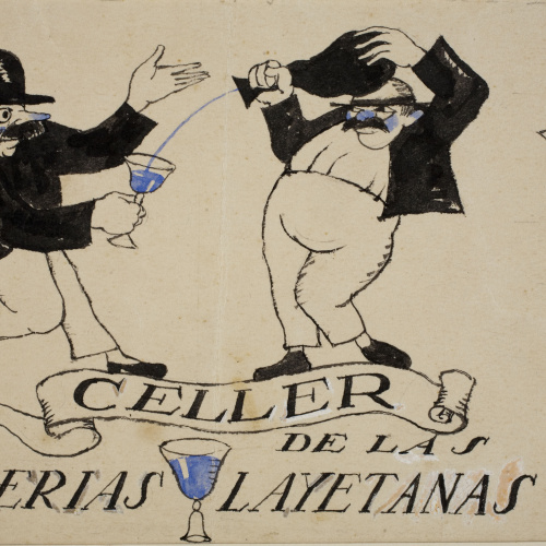 image for: Xavier Nogués - Estudi preparatori per a l&#039;anunci «Celler de las Galerias Layetanas» - Cap a 1916