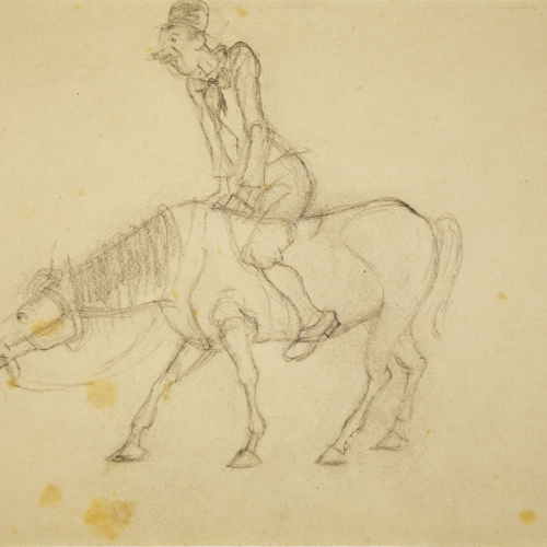 image for: Xavier Nogués - Genet. Estudi preparatori per al gravat «Cavallers i dona dormint (Admiració)» - Cap a 1940
