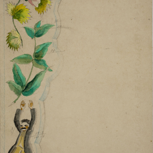 image for: Xavier Nogués - Home ballant i motius florals. Estudi preparatori per a la decoració d&#039;un mirall - Cap a 1924-1928