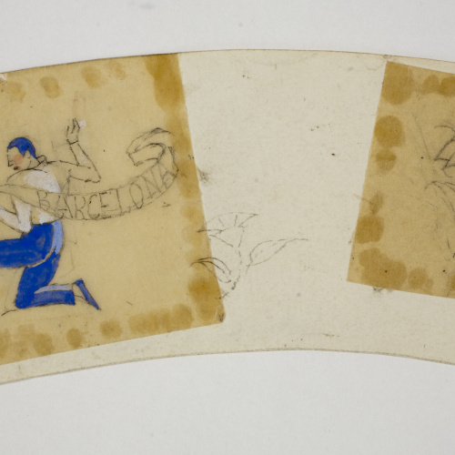 image for: Xavier Nogués - Composició al·lusiva a la inauguració del Poble Espanyol i flor. Estudi preparatori per a la decoració de vidre esmaltat - Cap a 1929