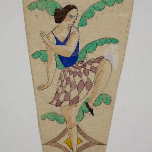 image for: Xavier Nogués - Ballarina i motius vegetals. Estudi preparatori per a la decoració de vidre esmaltat - Cap a 1924-1928