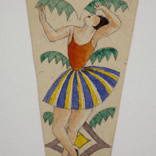 image for: Xavier Nogués - Ballarina i motius vegetals. Estudi preparatori per a la decoració de vidre esmaltat - Cap a 1924-1928