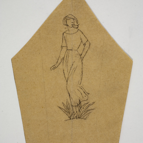 image for: Xavier Nogués - Dona dempeus i motius vegetals. Estudi preparatori per a la decoració de vidre esmaltat - Cap a 1924-1928
