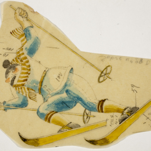 Xavier Nogués - Esquiador. Estudi preparatori per a la decoració de vidre esmaltat - Cap a 1924-1928 image for: Xavier Nogués - Esquiador. Estudi preparatori per a la decoració de vidre esmaltat - Cap a 1924-1928