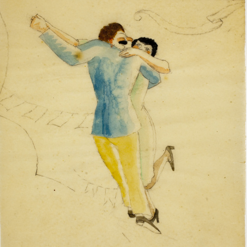image for: Xavier Nogués - Parella ballant. Estudi preparatori per a la decoració de vidre esmaltat - Cap a 1924-1928