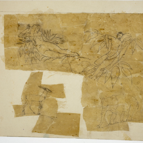 image for: Xavier Nogués - Adam i Eva al paradís. Estudi preparatori per a la decoració de vidre esmaltat - Cap a 1924-1928