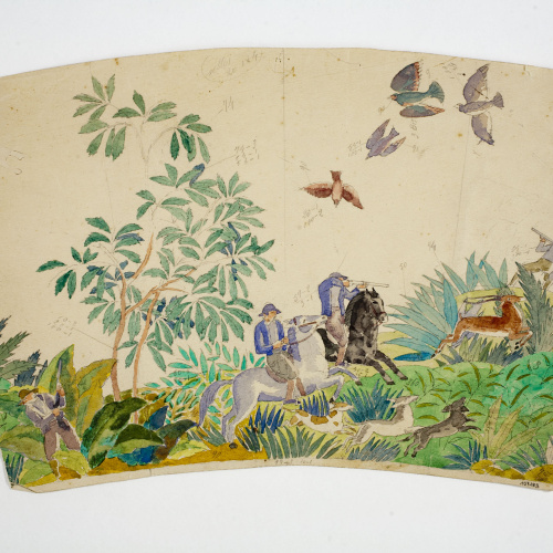 image for: Xavier Nogués - Escena de caça. Estudi preparatori per a la decoració de vidre esmaltat - Cap a 1924-1928