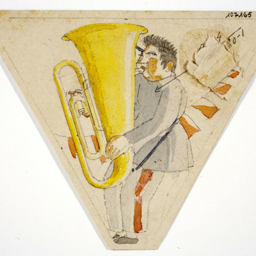image for: Xavier Nogués - Tuba i motius decoratius. Estudi preparatori per a la decoració d&#039;un marc de mirall - Cap a 1924-1928