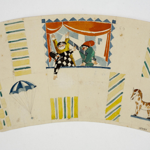image for: Xavier Nogués - Putxinel·lis i motius decoratius. Estudi preparatori per a la decoració de vidre esmaltat - Cap a 1924-1928