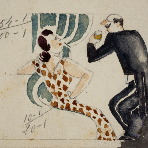 image for: Xavier Nogués - Parella. Estudi preparatori per a la decoració de vidre esmaltat - Cap a 1924-1928