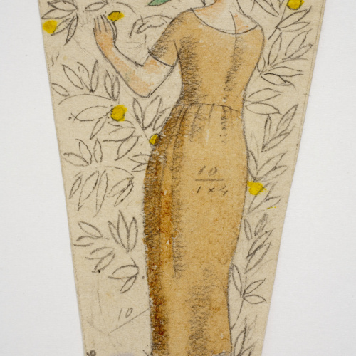 image for: Xavier Nogués - Dona ballant i motius vegetals. Estudi preparatori per a la decoració de vidre esmaltat - Cap a 1924-1928