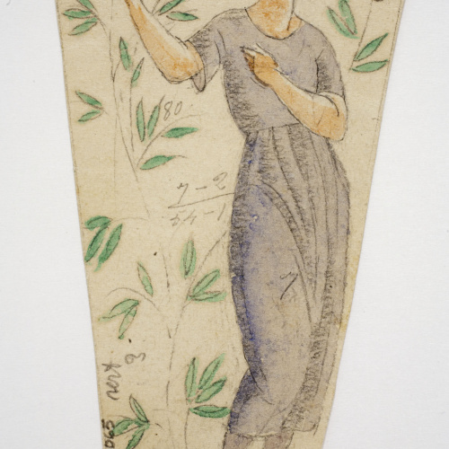 image for: Xavier Nogués - Dona ballant i motius vegetals. Estudi preparatori per a la decoració de vidre esmaltat - Cap a 1924-1928