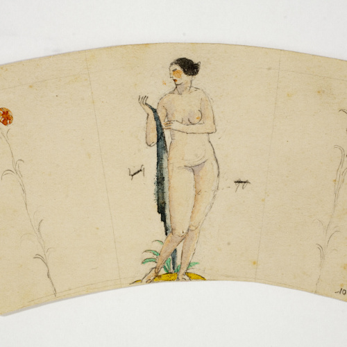 image for: Xavier Nogués - Nu femení i motius florals. Estudi preparatori per a la decoració de vidre esmaltat - Cap a 1924-1928