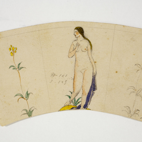 image for: Xavier Nogués - Nu femení i motius florals. Estudi preparatori per a la decoració de vidre esmaltat - Cap a 1924-1928