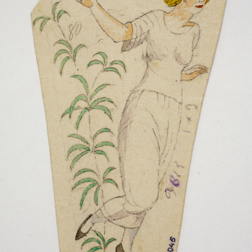 image for: Xavier Nogués - Dona ballant i motius vegetals. Estudi preparatori per a la decoració de vidre esmaltat - Cap a 1924-1928