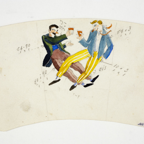 image for: Xavier Nogués - Borratxets. Estudi preparatori per a la decoració d&#039;un got de vidre esmaltat - Cap a 1924-1928