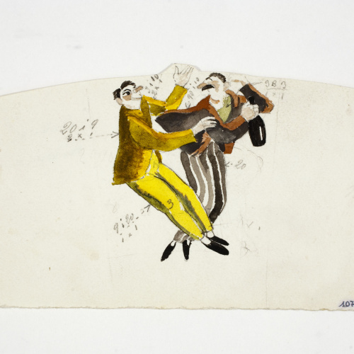 image for: Xavier Nogués - Borratxets. Estudi preparatori per a la decoració d&#039;un got de vidre esmaltat - Cap a 1924-1928