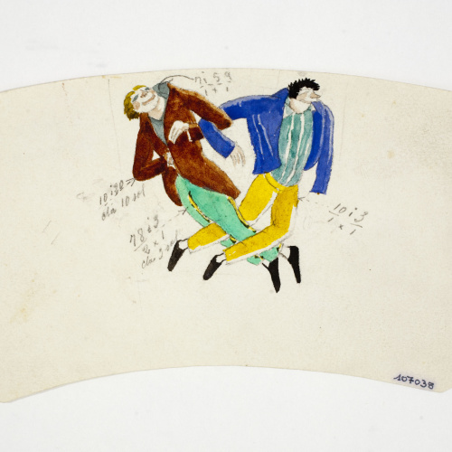 image for: Xavier Nogués - Borratxets. Estudi preparatori per a la decoració d&#039;un got de vidre esmaltat - Cap a 1924-1928