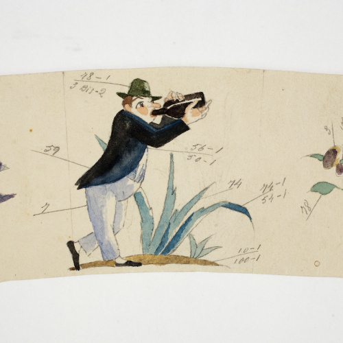 image for: Xavier Nogués - Borratxet i motius vegetals. Estudi preparatori per a la decoració d&#039;un got de vidre esmaltat - Cap a 1924-1928