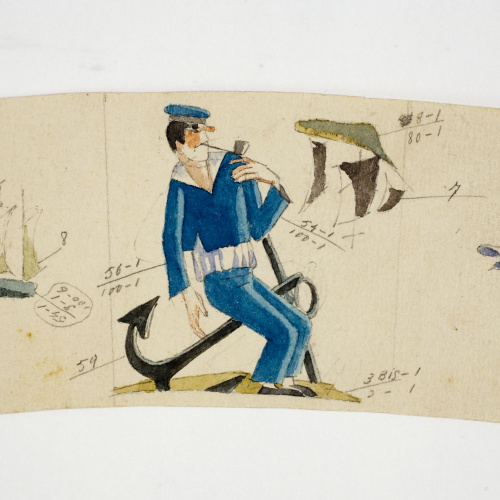 image for: Xavier Nogués - Mariner i motius nàutics. Estudi preparatori per a la decoració d&#039;un got de vidre esmaltat - Cap a 1924-1928