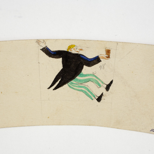 image for: Xavier Nogués - Borratxet. Estudi preparatori per a la decoració d&#039;un got de vidre esmaltat - Cap a 1924-1928