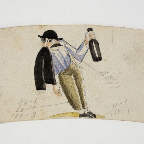 image for: Xavier Nogués - Borratxet. Estudi preparatori per a la decoració d&#039;un got de vidre esmaltat - Cap a 1924-1928