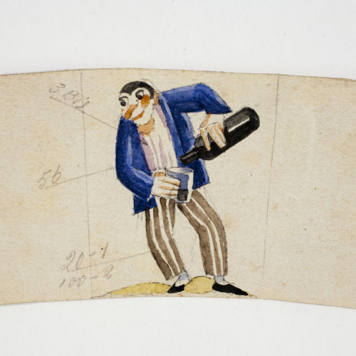 image for: Xavier Nogués - Borratxet. Estudi preparatori per a la decoració d&#039;un got de vidre esmaltat - Cap a 1924-1928