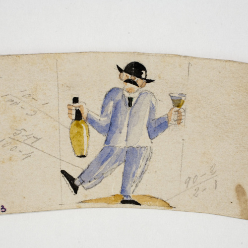 image for: Xavier Nogués - Borratxet. Estudi preparatori per a la decoració d&#039;un got de vidre esmaltat - Cap a 1924-1928