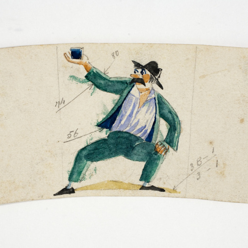 image for: Xavier Nogués - Borratxet. Estudi preparatori per a la decoració d&#039;un got de vidre esmaltat - Cap a 1924-1928