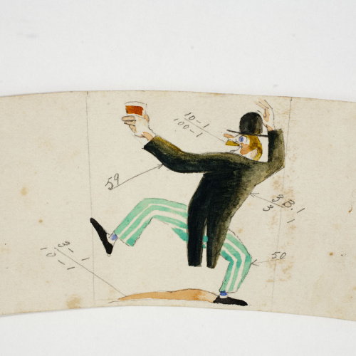 image for: Xavier Nogués - Borratxet. Estudi preparatori per a la decoració d&#039;un got de vidre esmaltat - Cap a 1924-1928