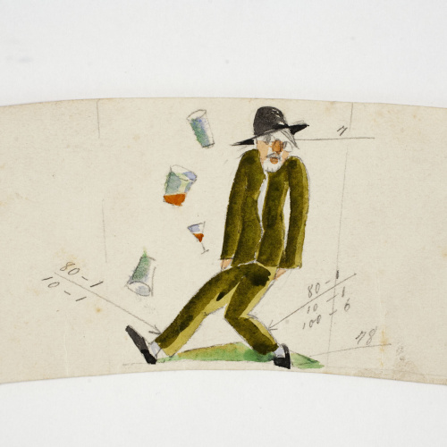 image for: Xavier Nogués - Borratxet. Estudi preparatori per a la decoració d&#039;un got de vidre esmaltat - Cap a 1924-1928