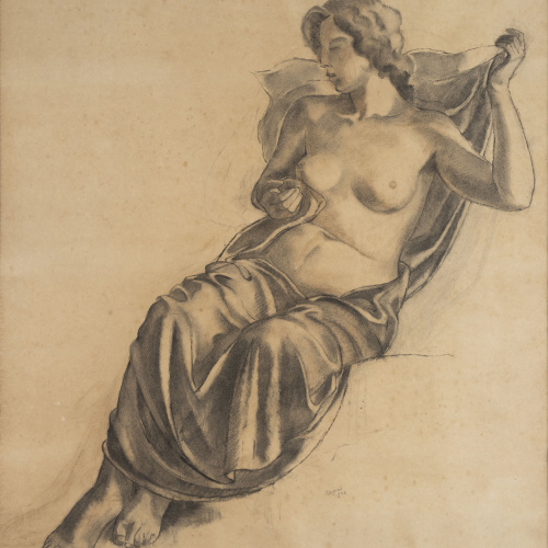 image for: Xavier Nogués - Nu femení. Estudi preparatori per a la decoració mural del plafó «El port» del despatx de l&#039;alcalde a la Casa de la Ciutat de Barcelona - 1932