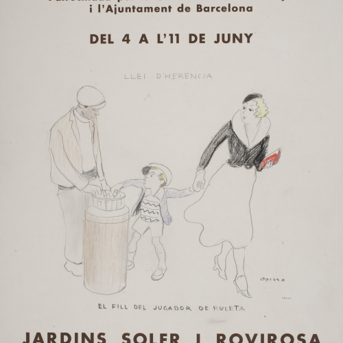 image for: Ricard Opisso - Llei d&#039;herència. El fill del jugador de ruleta (projecte de cartell per a la Fira del Dibuix de 1932) - Cap a 1932