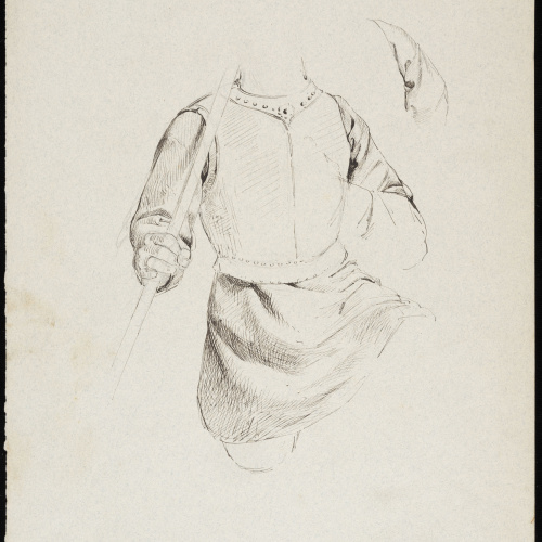 Eduard Llorens - Estudi d'un guerrer, indumentària - Cap a 1854-1864 image for: Eduard Llorens - Estudi d'un guerrer, indumentària - Cap a 1854-1864