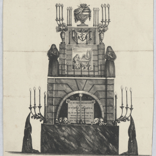 image for: Antoni Monfort - Túmul de Ferran VII erigit per la confraria de la Mare de Déu de l&#039;Esperança a Barcelona - 1833