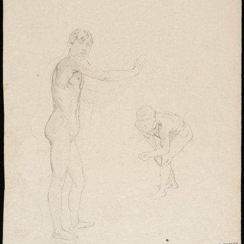 Eduard Llorens - Estudi de nu de joves - Cap a 1854-1864 image for: Eduard Llorens - Estudi de nu de joves - Cap a 1854-1864
