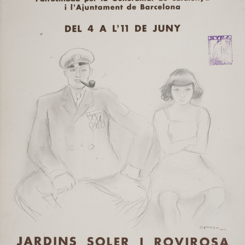 image for: Ricard Opisso - Mariner i nena (projecte de cartell per a la Fira del Dibuix de 1932) - Cap a 1932