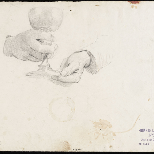 image for: Eduard Llorens - Estudi de mans subjectant un calze - Cap a 1854-1864